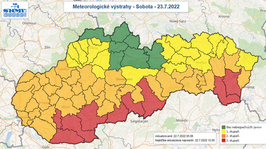 Výstrahy na sobotu.