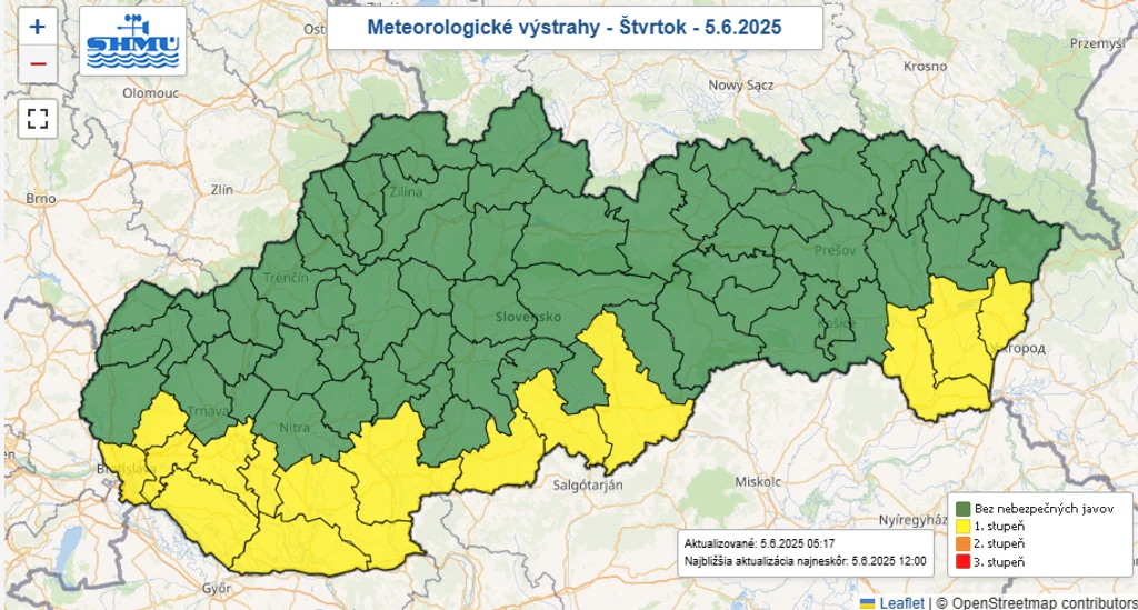 Platia výstrahy pred vysokými teplotami.