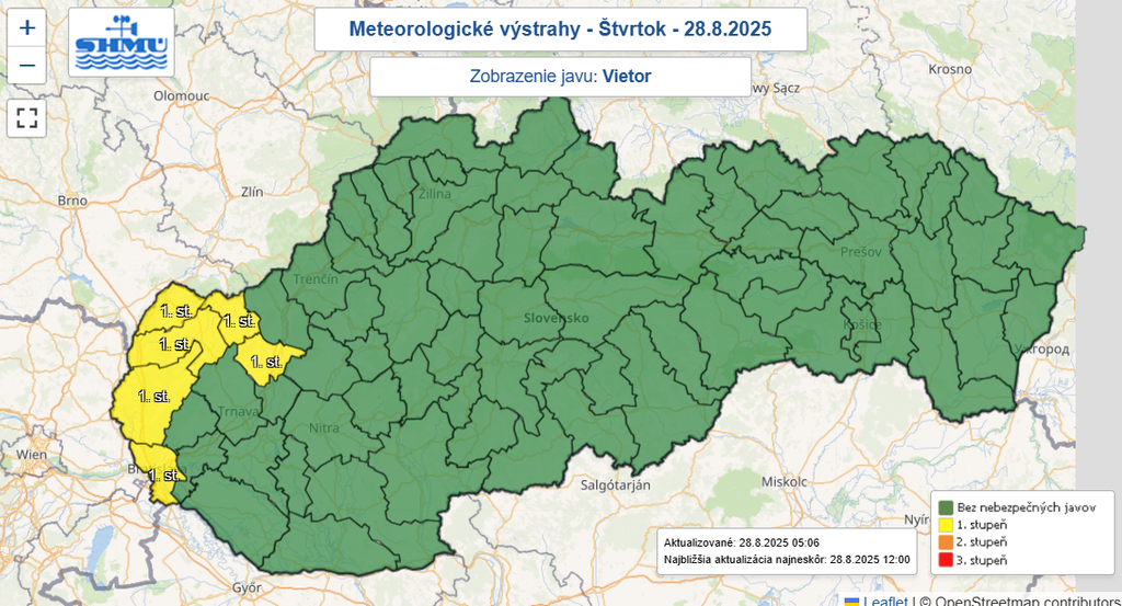 Na snímke výstrahy pred vetrom.