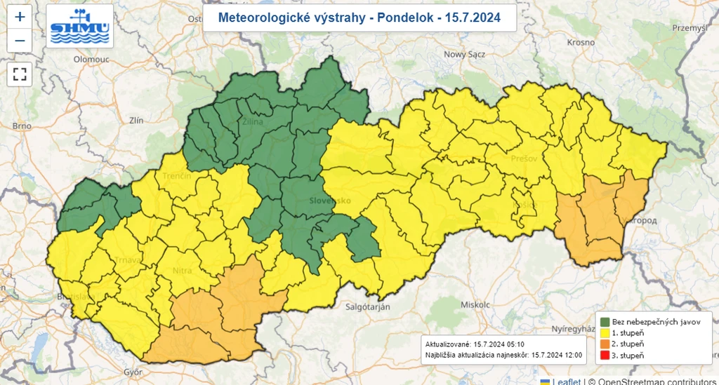 Mapa výstrah.