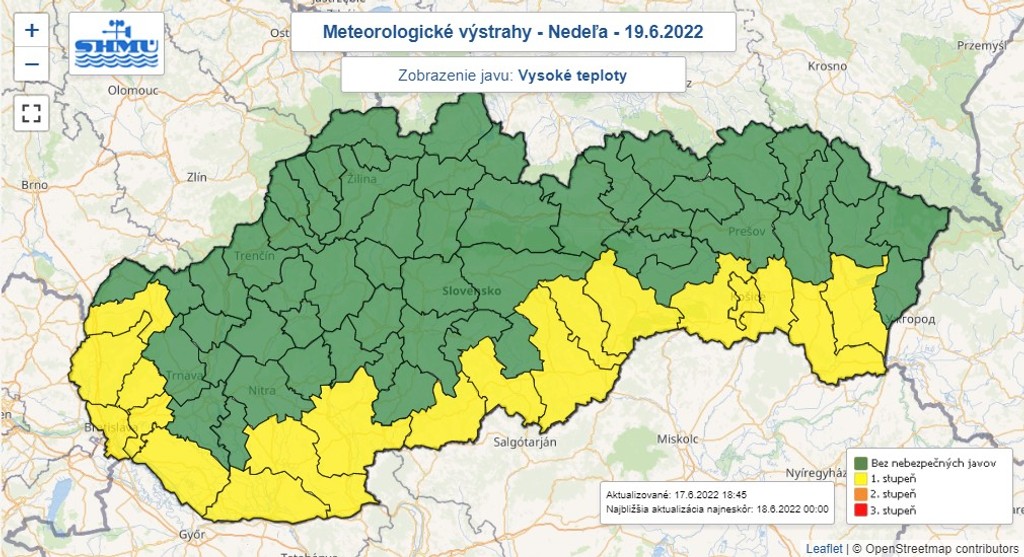 Výstrahy pred vysokými teplotami.