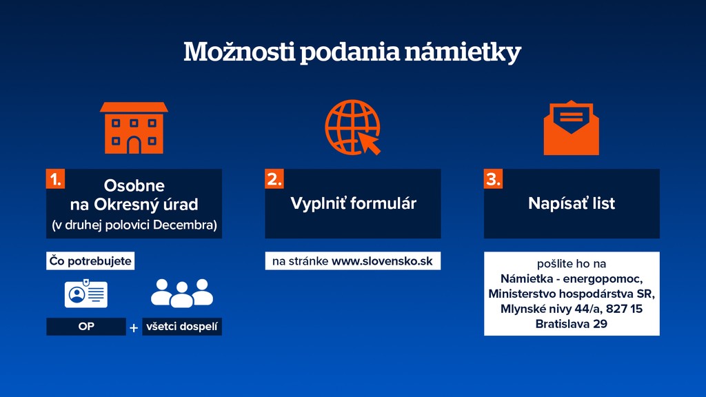 Možnosti podania námietky. 