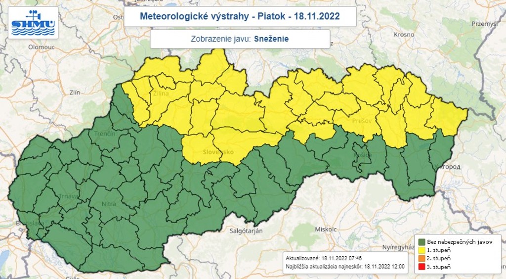 Výstrahy pred snežením.