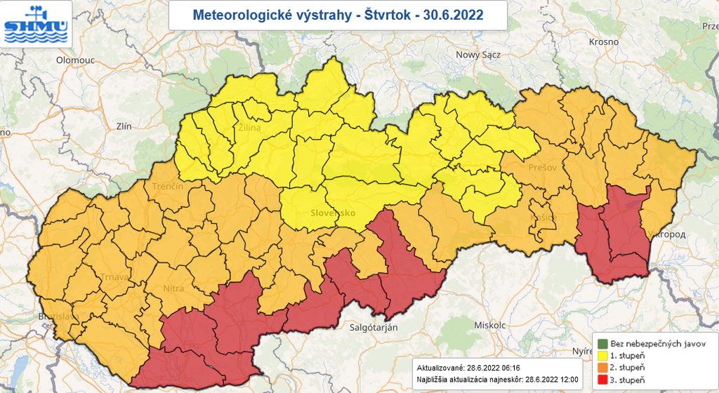 Výstrahy na štvrtok 30. júna.