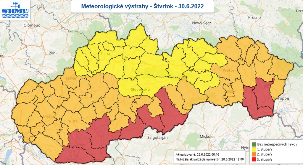 Výstrahy na štvrtok 30. júna.