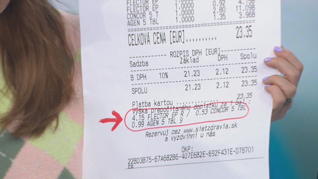 Blok z pokladne v lekárni.