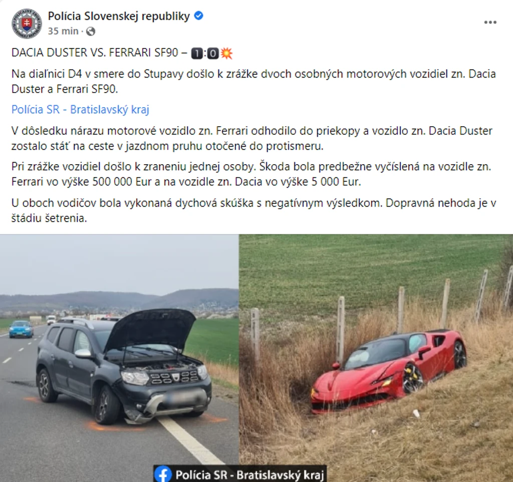 Nehoda na D4.