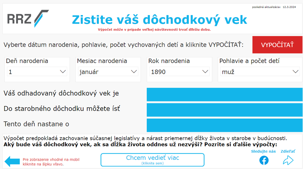 Na snímke dôchodková kalkulačka.