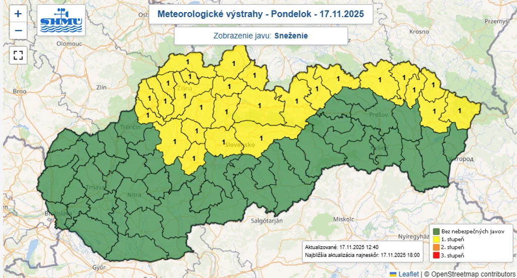 Sneženie v pondelok.