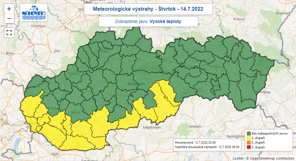 Výstrahy pred vysokými teplotami.