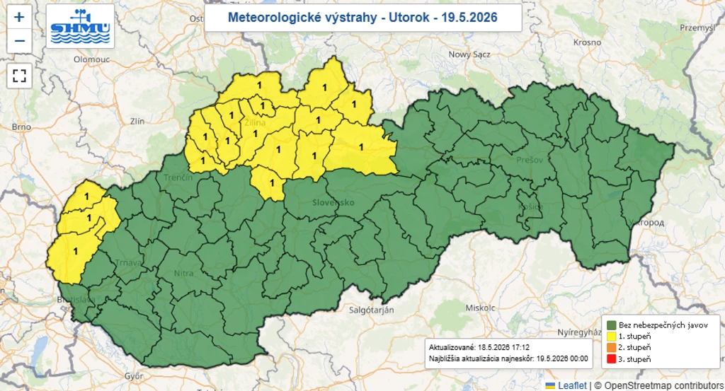 Výstrahy na utorok