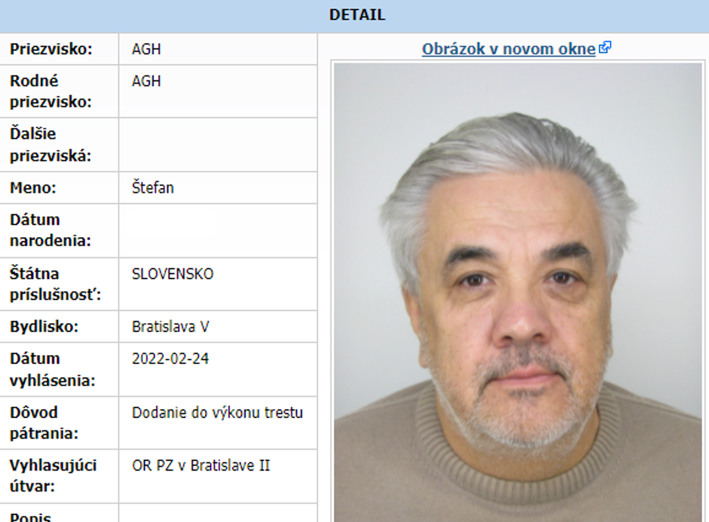 Pátranie po Štefanovi Aghovi.