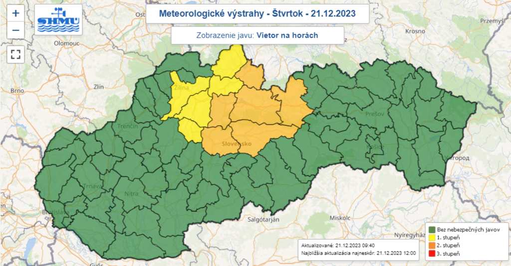 Meteorologické výstrahy pred vetrom na horách