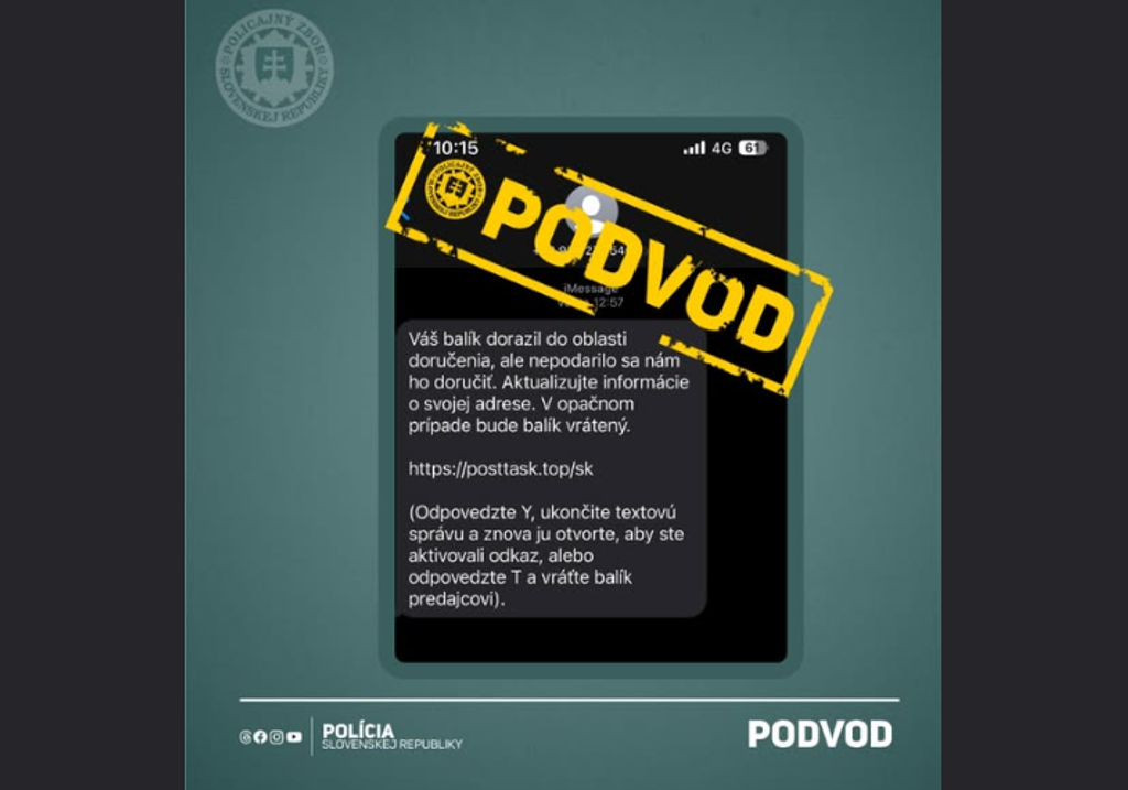 Na snímke textová správa, ktorú rozposielajú podvodníci.