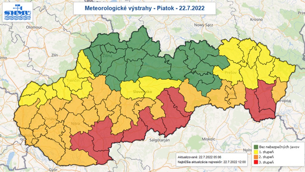 Výstrahy na piatok.