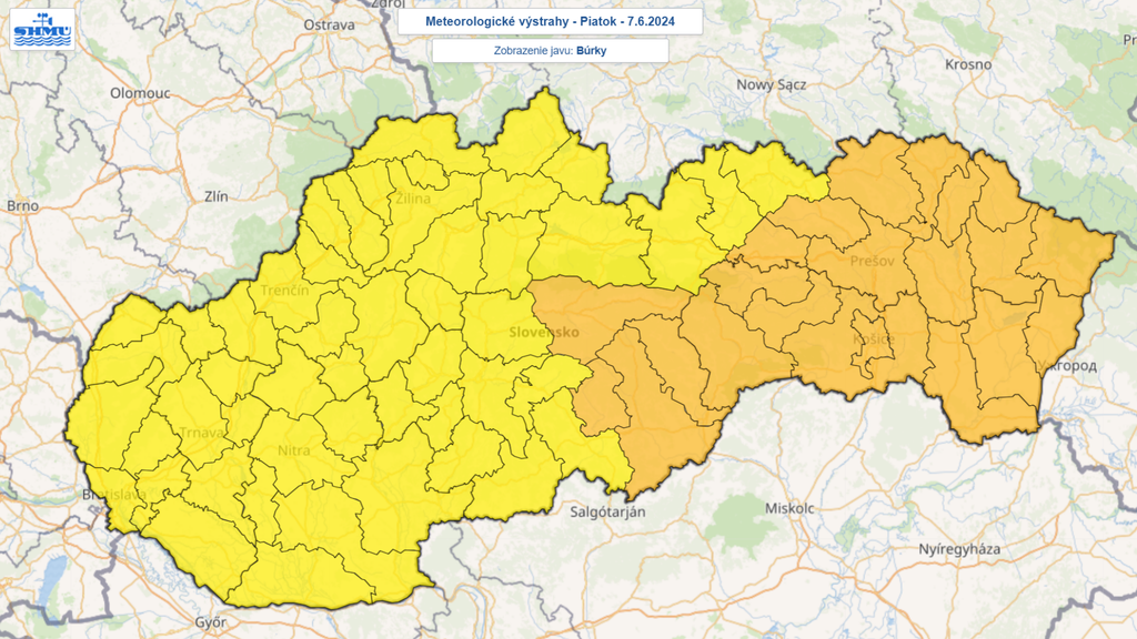 Výstrahy pred búrkami (7. 6.)