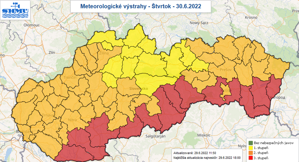 Výstrahy na štvrtok 30. júna.