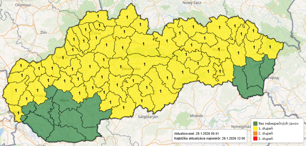 Výstrahy pred poľadovicou. 