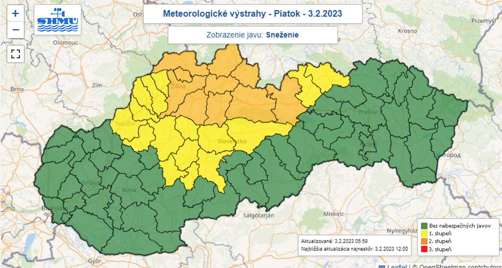 Výstrahy pred snežením.