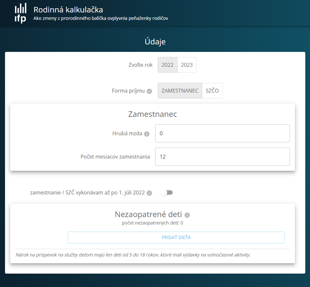 Rodinná kalkulačka
