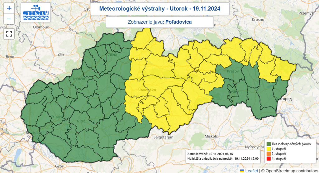 Na snímke výstrahy pred poľadovicou.