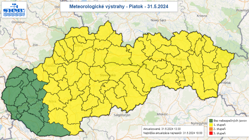 Výstrahy pred búrkami (31. 5.)