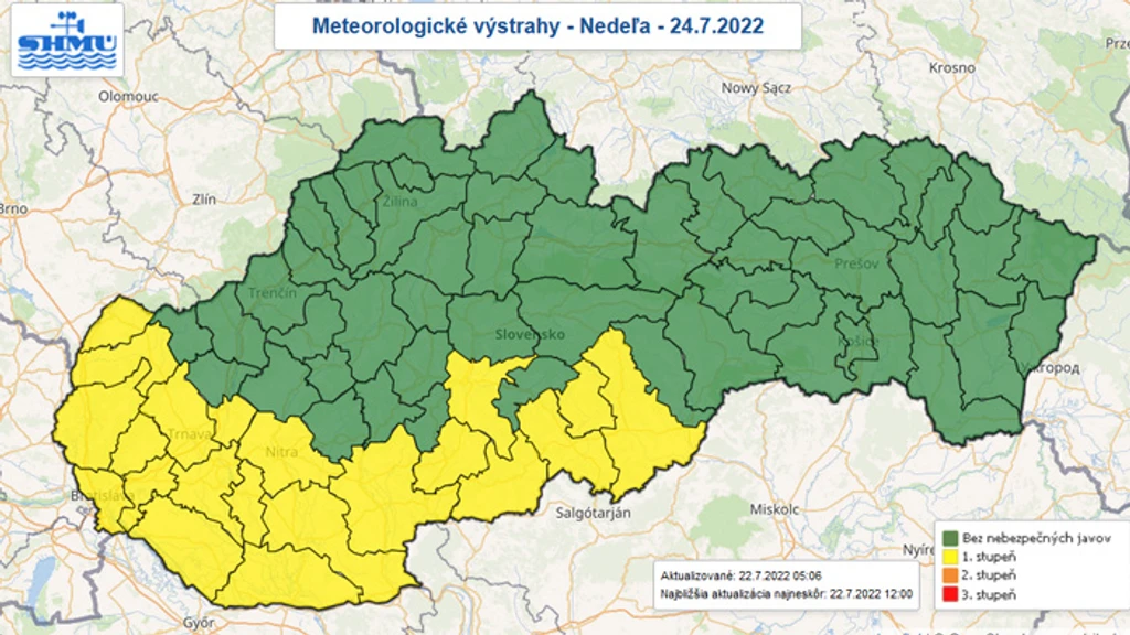 Výstrahy na nedeľu.