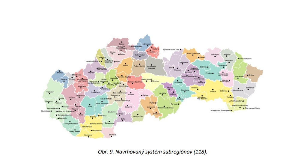 Najnižšia úroveň - subregióny 