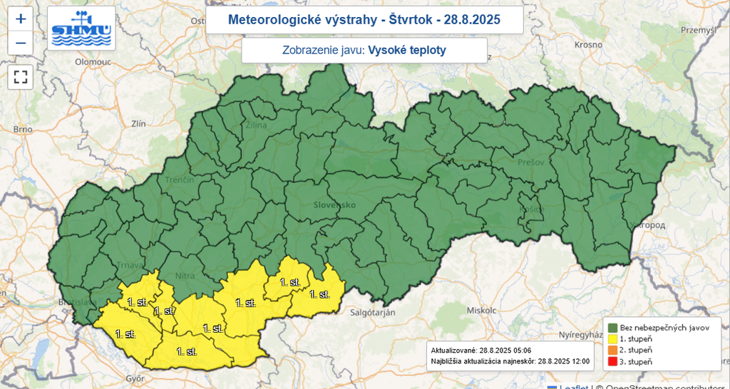 Na snímke výstrahy pred vysokými teplotami.