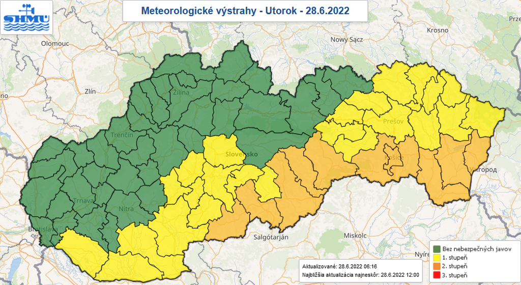 Výstrahy na utorok 28. júna.