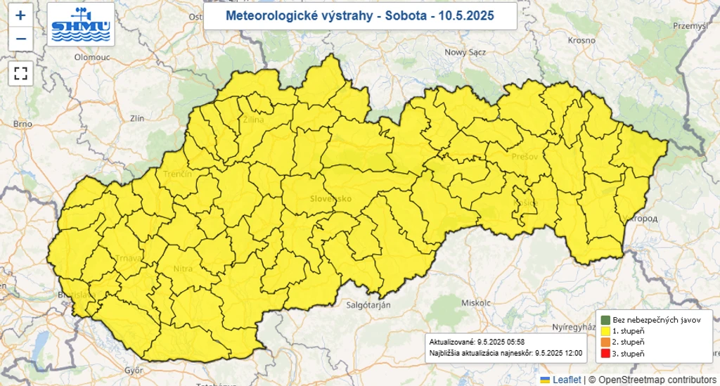 Na sobotu platia výstrahy.