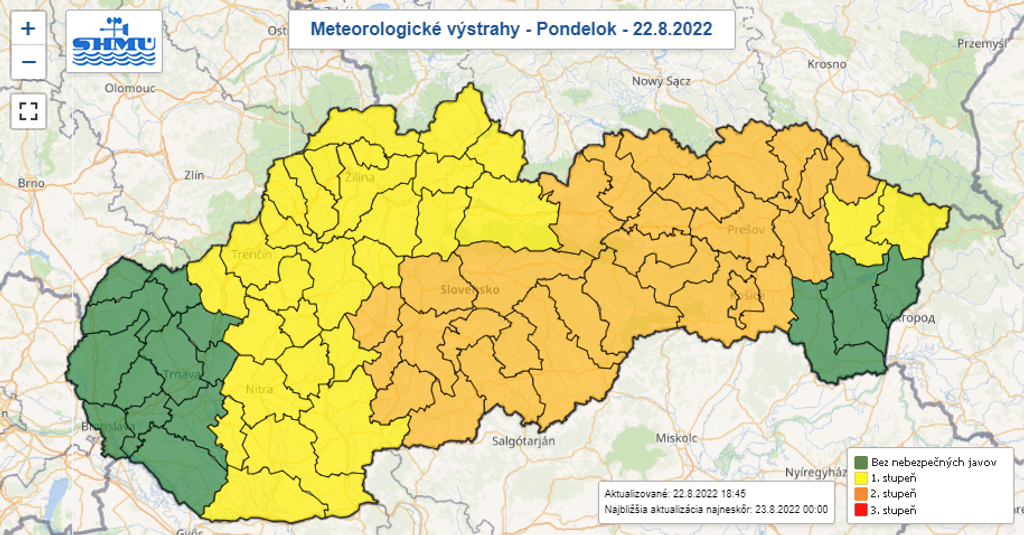 Výstrahy pred búrkami.