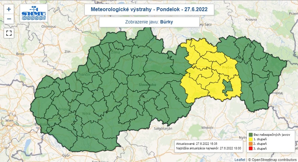 Výstrahy pred búrkami.