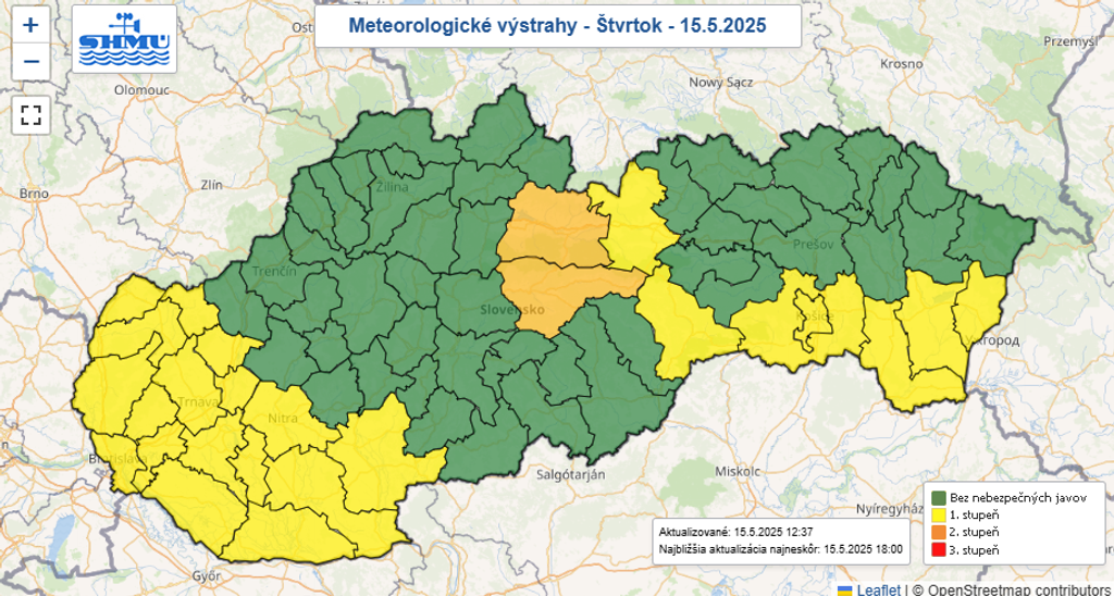 Výstrahy na štvrtok