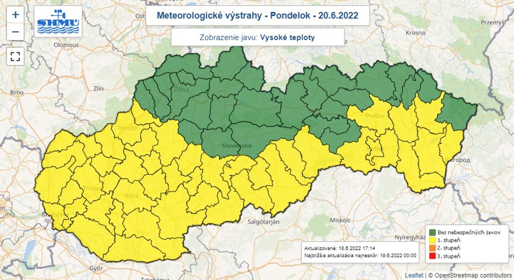Výstrahy na pondelok.
