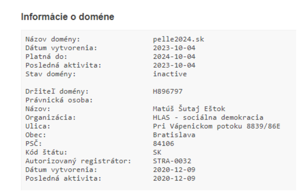 Doména „pelle2024.sk“