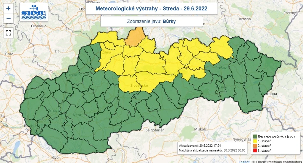 Výstrahy pred búrkami.