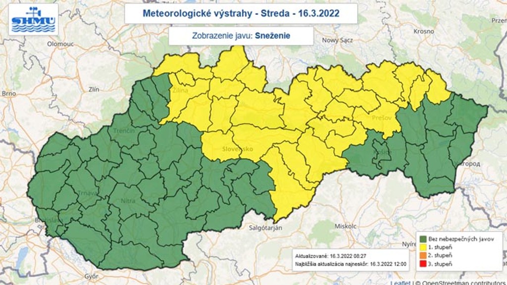 Výstraha pred snežením.