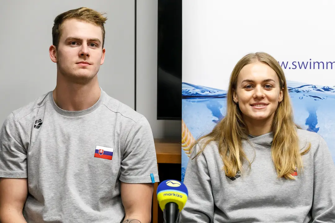 Na snímke slovenskí reprezentanti v plávaní zľava Matej Duša a Tamara Potocká.