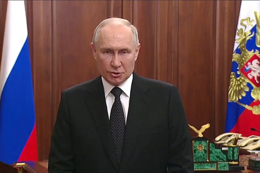 Vladimir Putin počas prejavu k vzbure vagnerovcov.