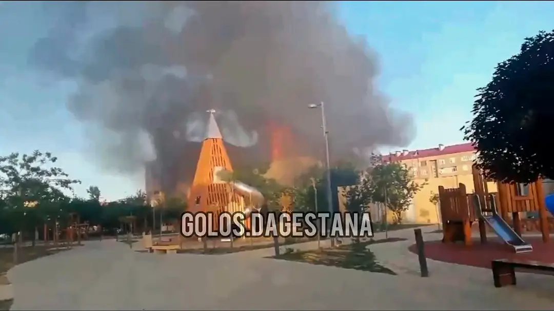 Záber z Dagestanu po útoku militantov.