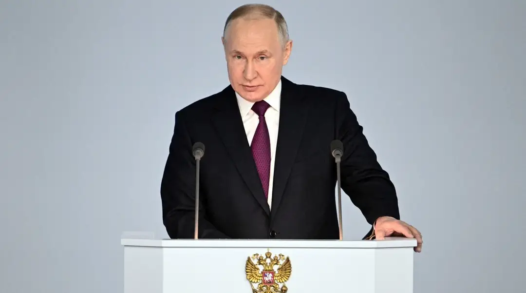 Ruský prezident Vladimir Putin počas prejavu o stave krajiny.