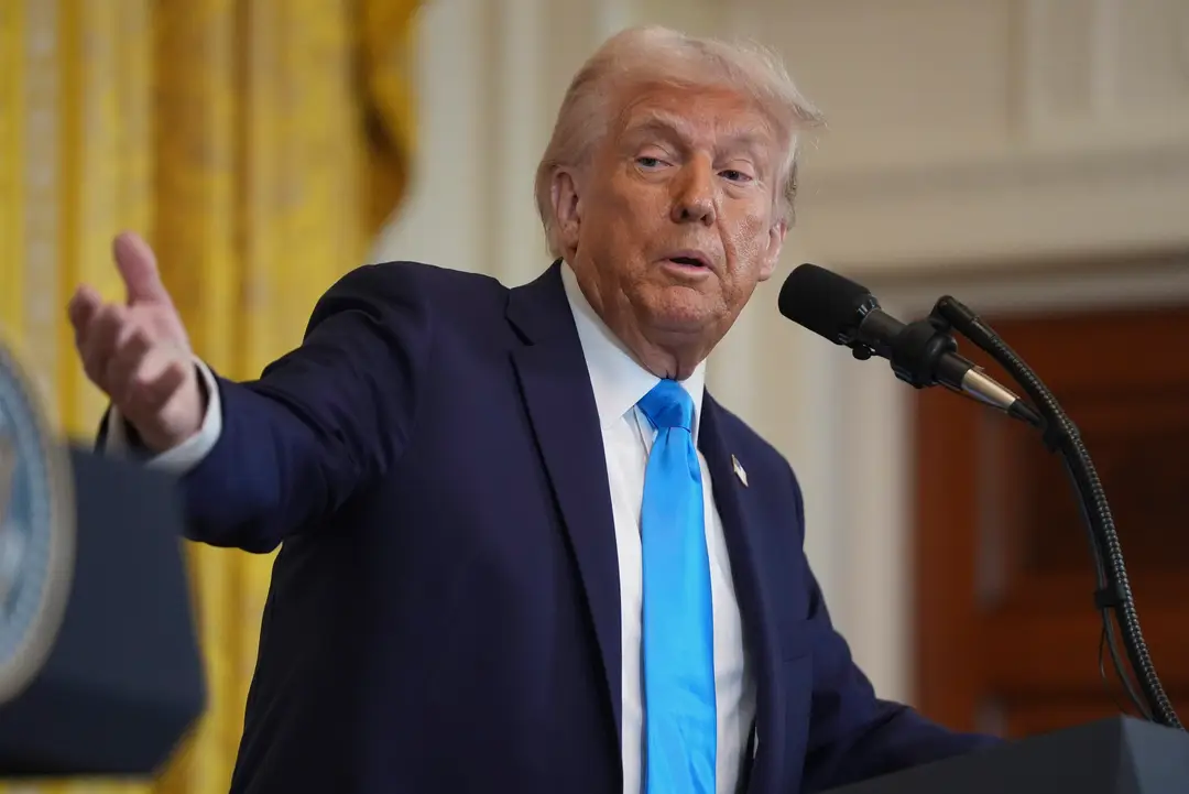 Na snímke americký prezident Donald Trump počas tlačovej konferencie v Bielom dome.