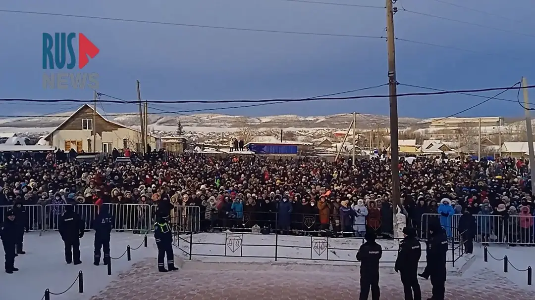 Protestné zhromaždenie v ruskej autonómnej oblasti Baškirsko.
