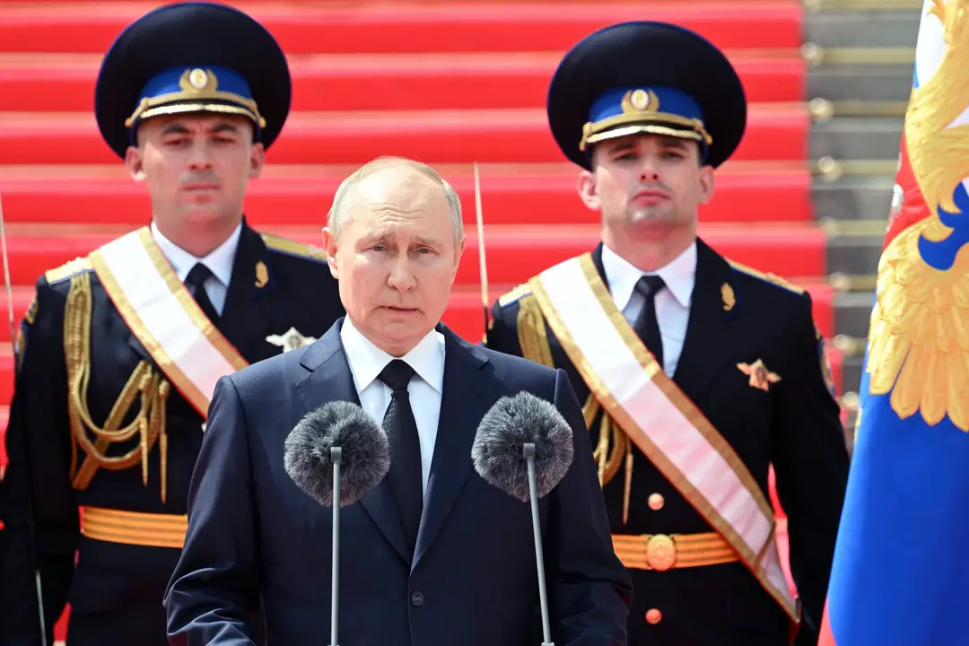 Vladimir Putin počas prejavu pred príslušníkmi ruskej armády