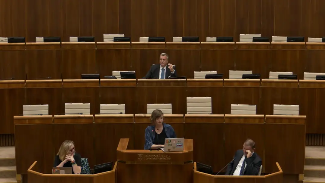 Na snímke Andrej Danko a Lucia Plaváková počas rokovania v parlamente.