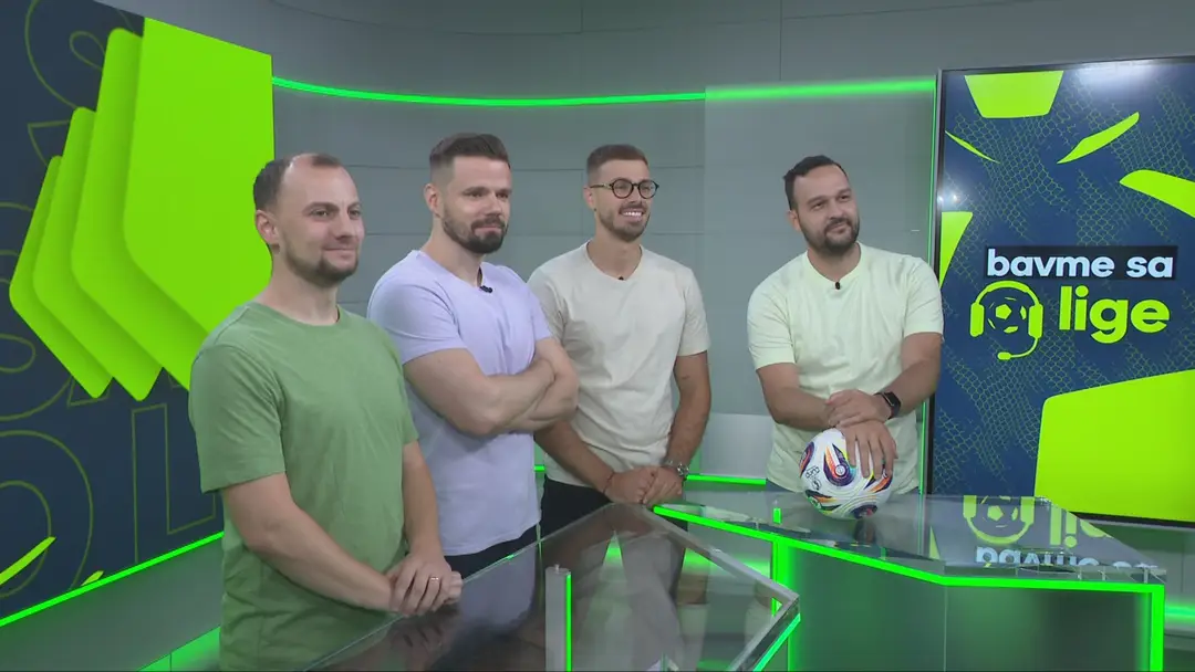Sprava moderátori Bavme sa o lige - Andrej Zvolenský, Marián Červenka, Marek Arpáš a Michal Maťašovský.