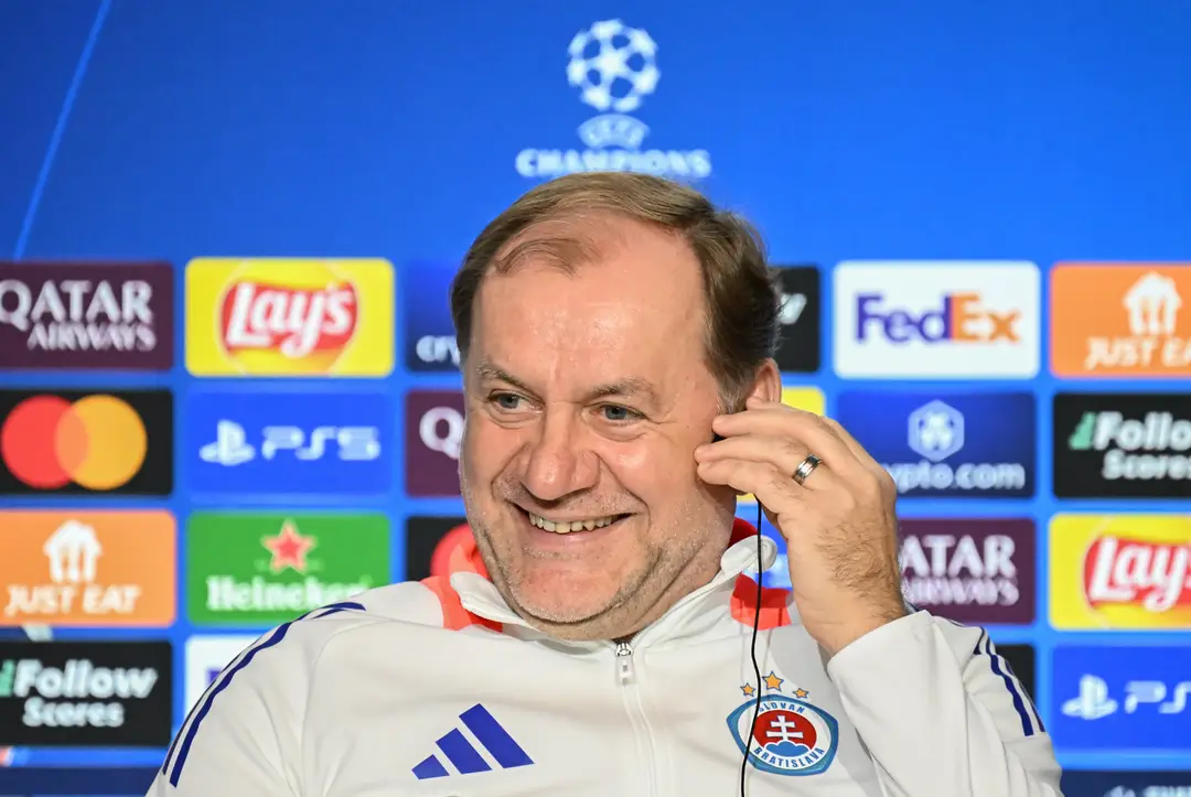 Vladimír Weiss st. na tlačovej konferencii pre zápasom s Atléticom Madrid