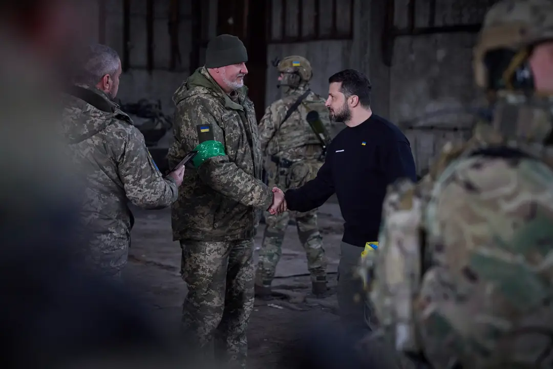 Ukrajinský prezident v Bachmute.