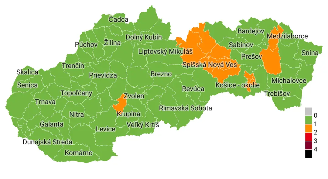 Aktuálne rozdelenie okresov.